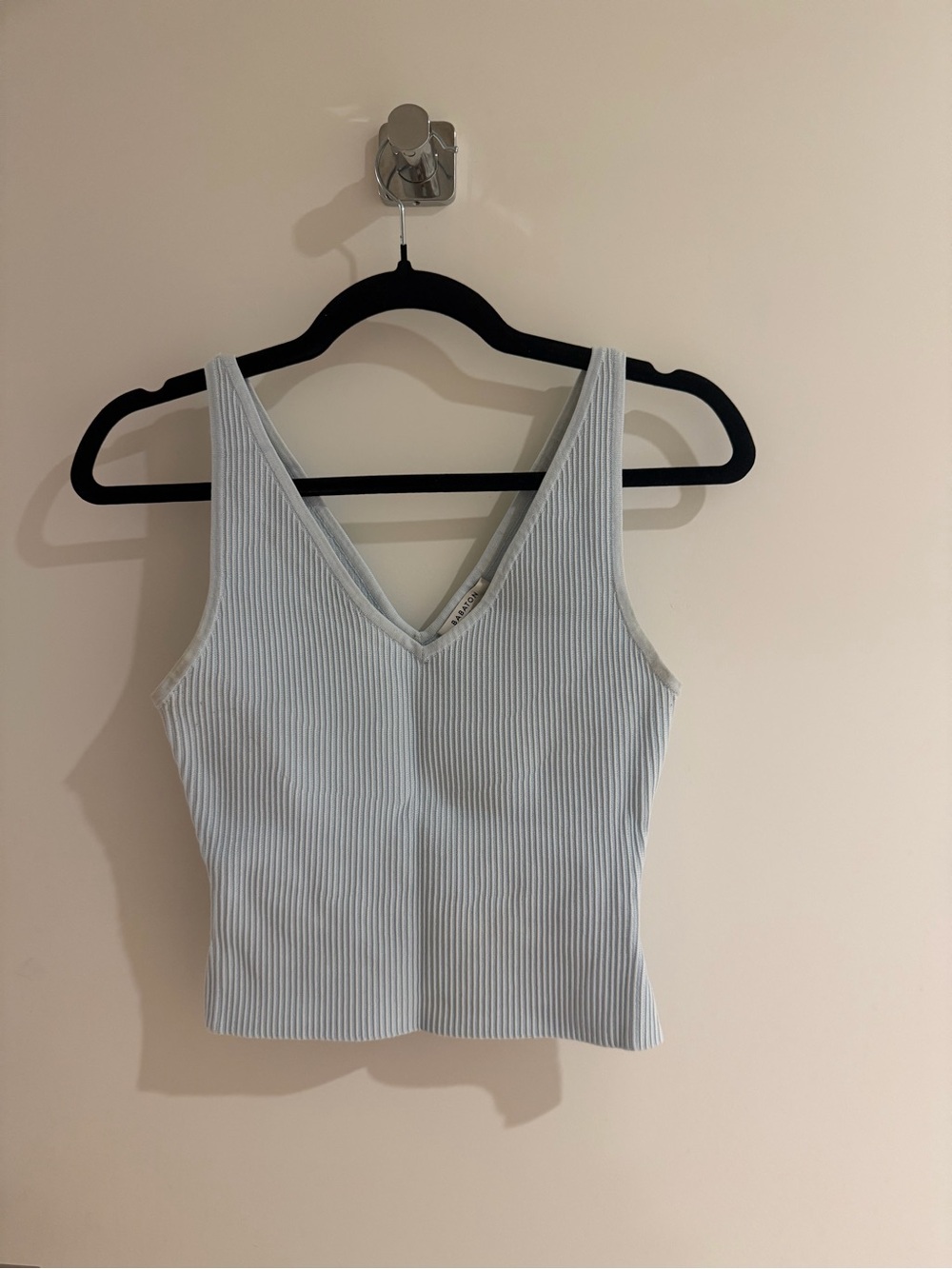 Babaton Ribbed V-Neck Tank Top - Light Blue